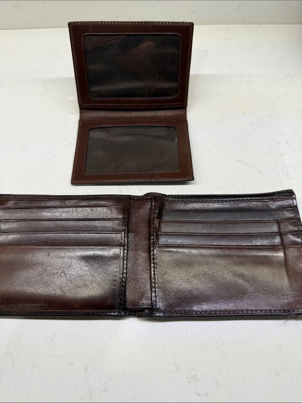 Coach Brown Leather Money Clip Wallet - Dark Brown Finish